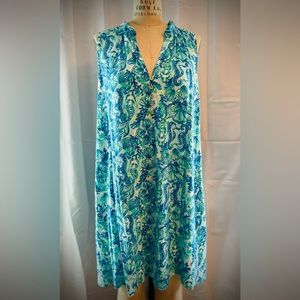 Lilly Pulitzer cotton knit cover-up. XXL. Blue mermaid print.